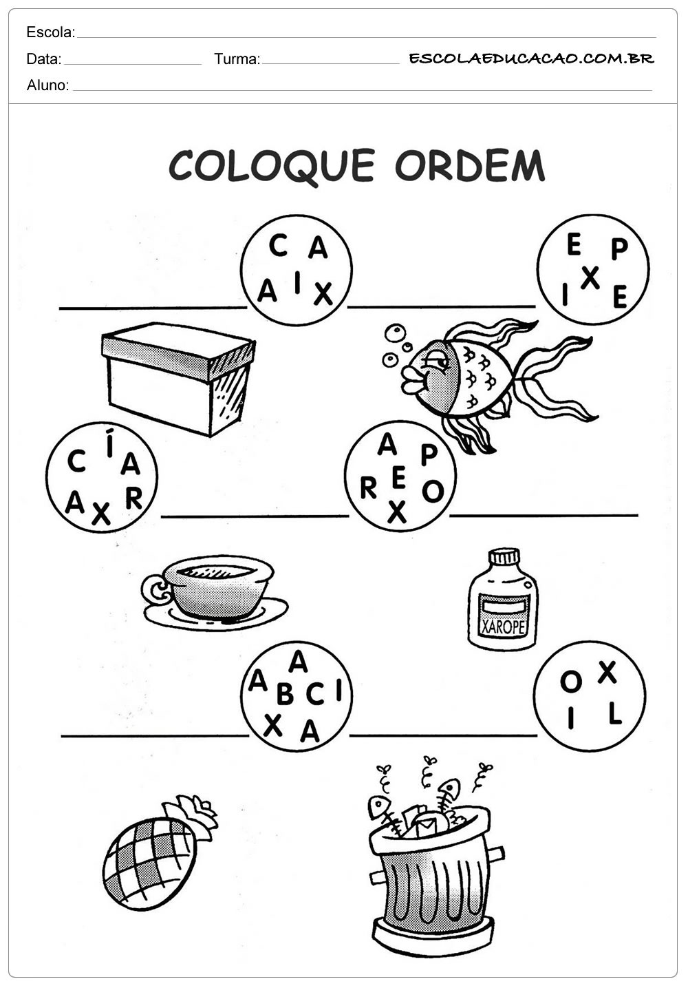 atividades letra x para imprimir