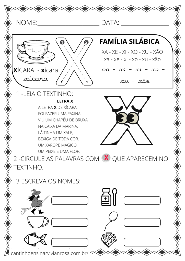 atividades letra x 2 ano