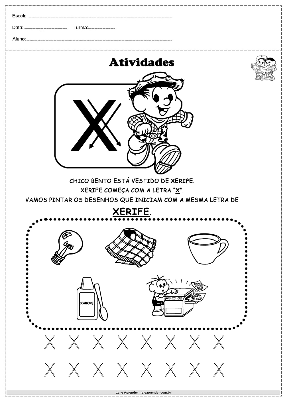 plano de aula letra x