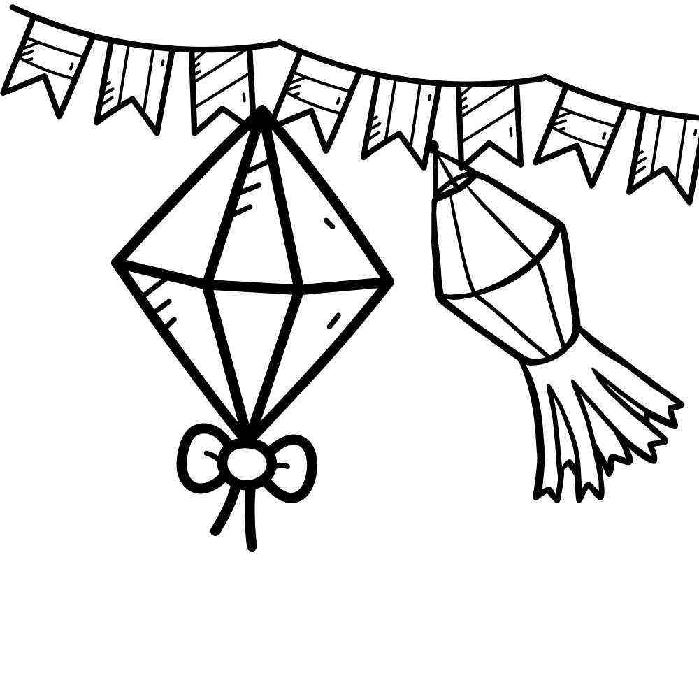 como fazer balão de festa junina para colorir