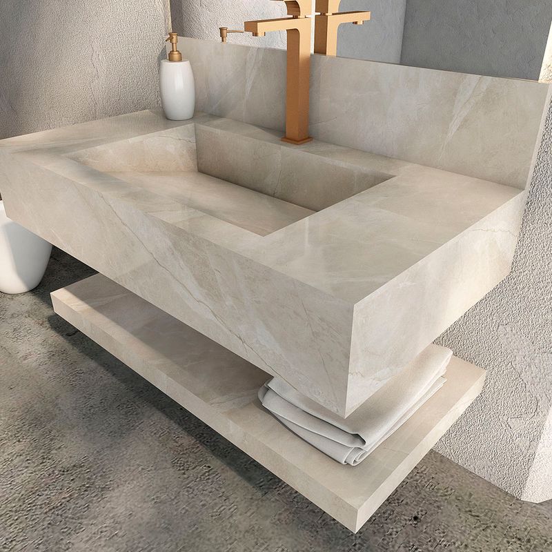 bancada porcelanato banheiro com cuba esculpida