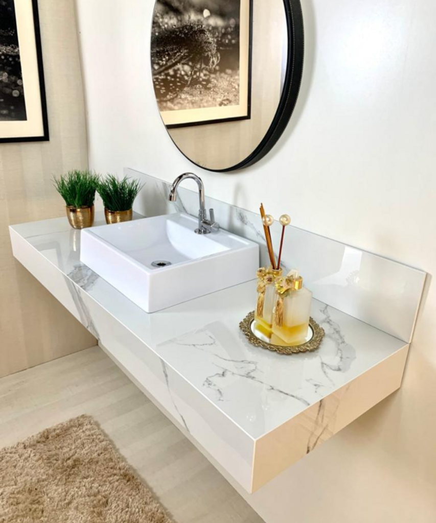 bancada porcelanato banheiro moderna