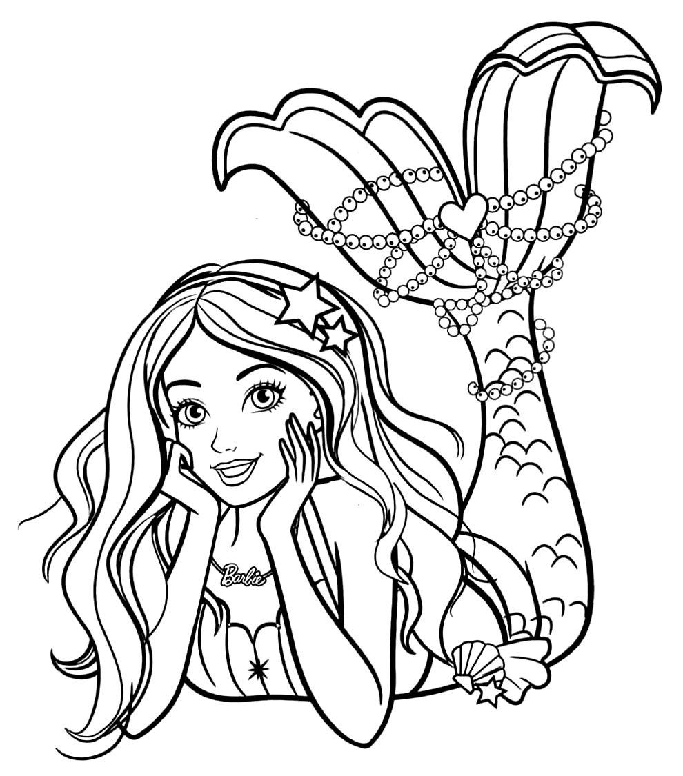 Barbie sereia para colorir