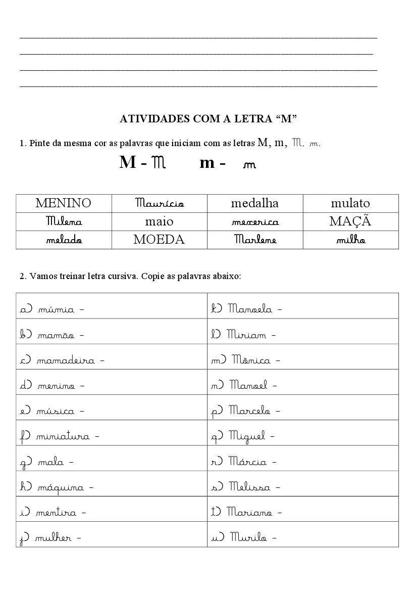animais com a letra m