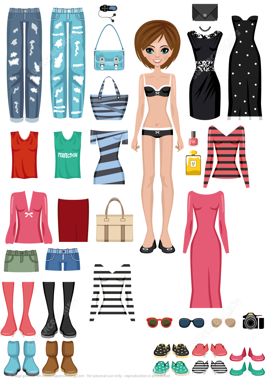 bonecas de papel com roupas