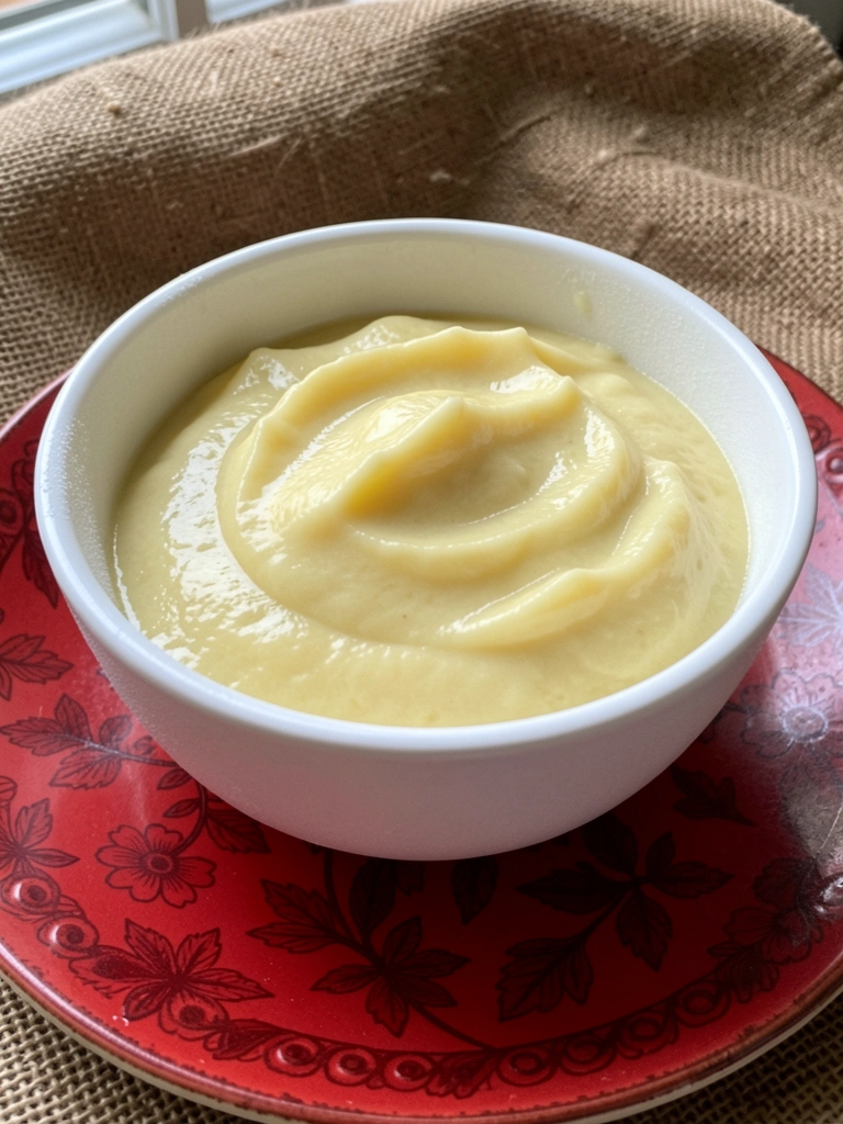 Brigadeiro de colher branco em copo de vidro, coberto com raspas de chocolate branco sobre superfície de mármore.