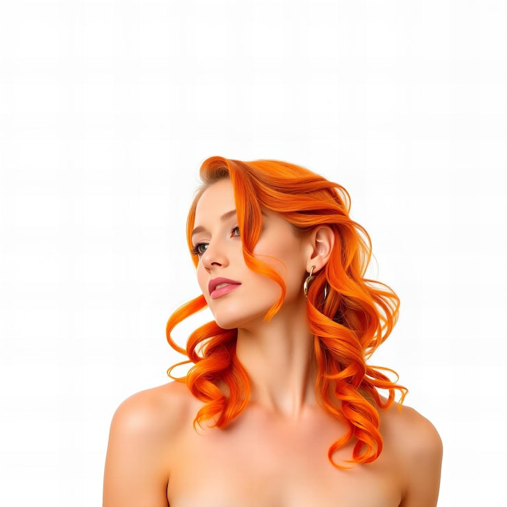 cabelo laranja com mechas loiras