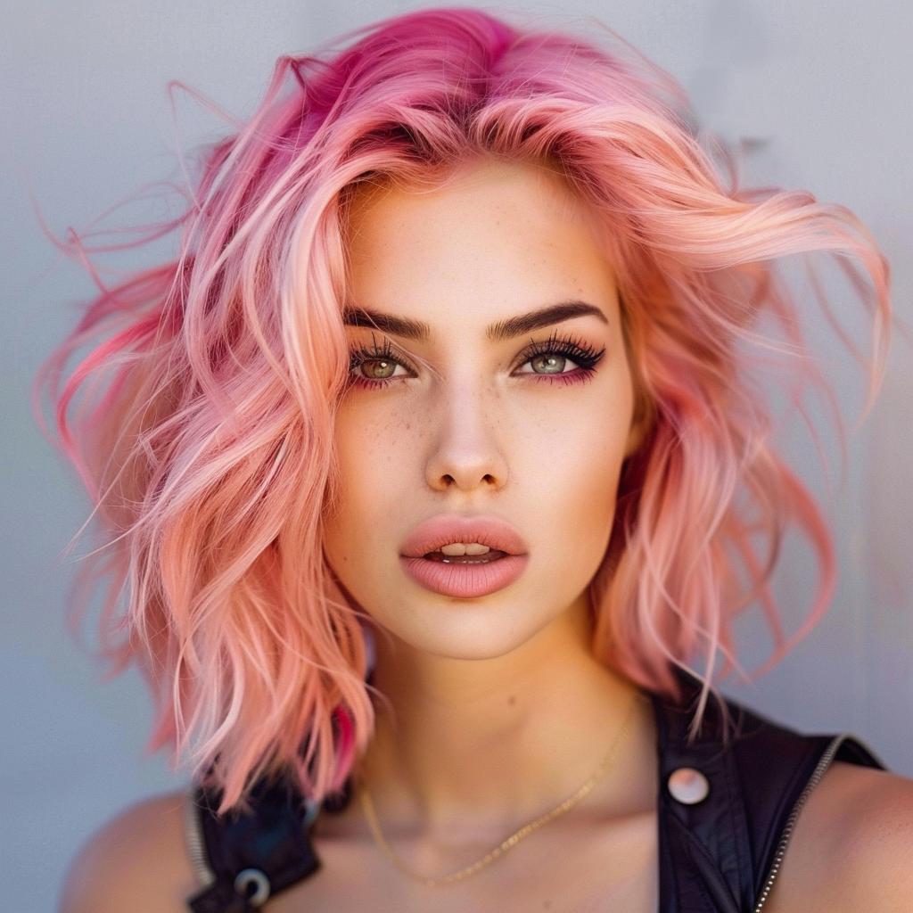 cabelo rosa em pele clara