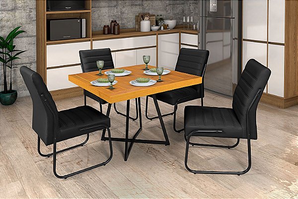 cadeira preta minimalista mesa de jantar