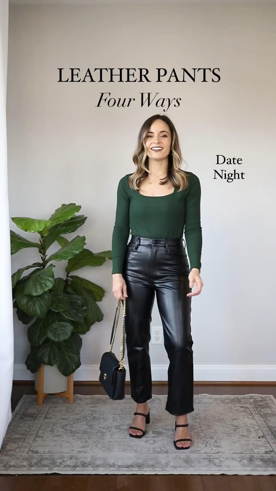 looks calça de couro preta skinny