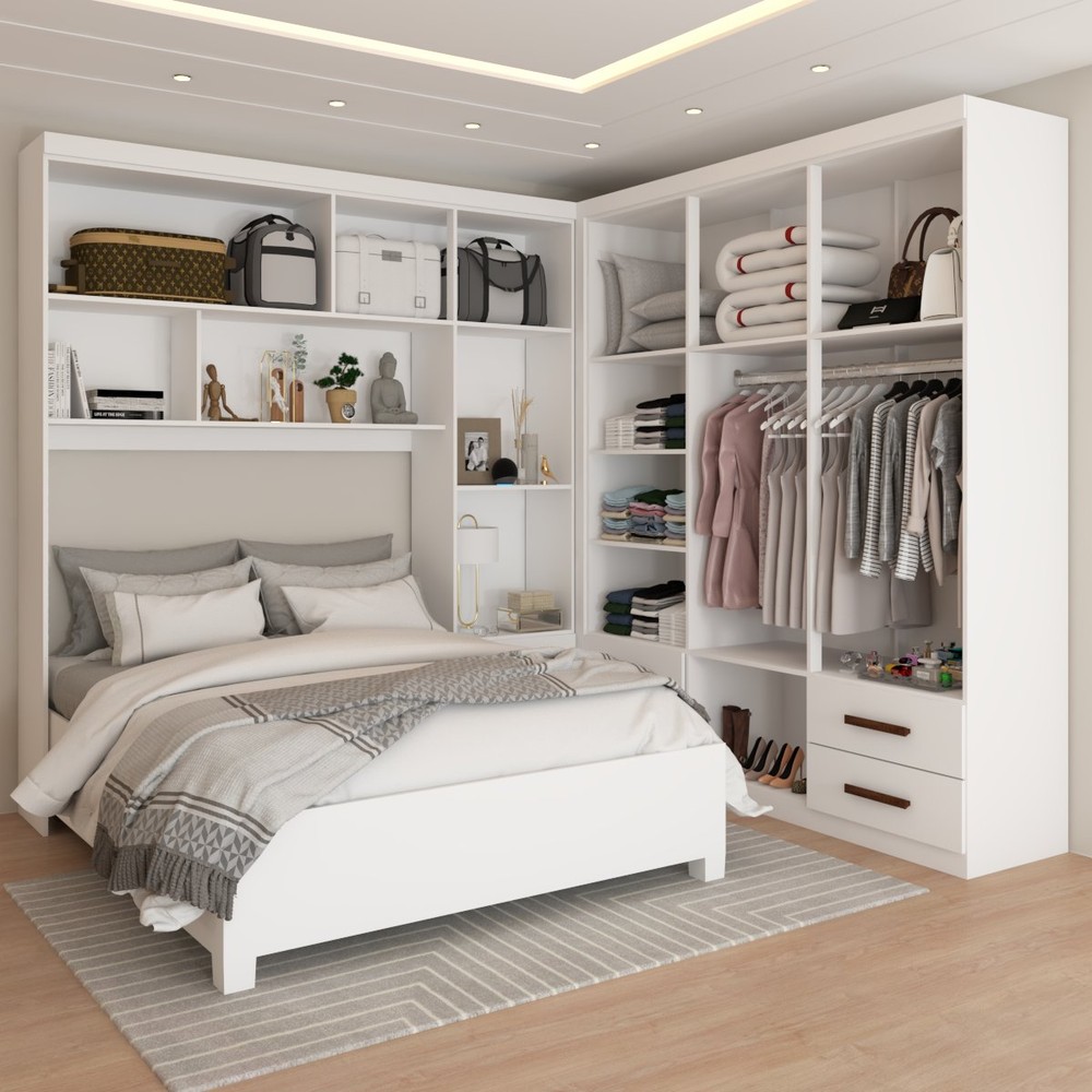 guarda roupa com cama baú