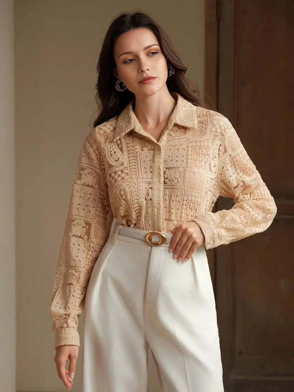 looks camisa caqui feminina