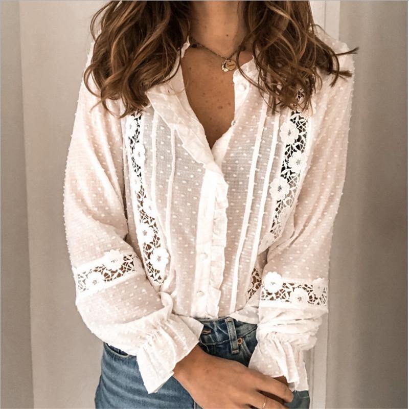 camisa transparente de renda com forro