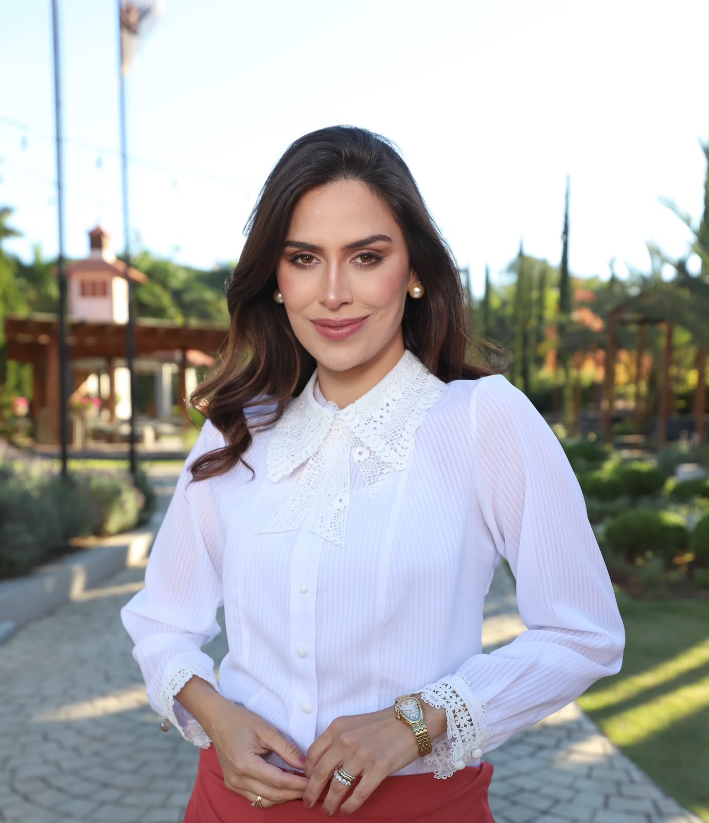 camisa listrada com renda