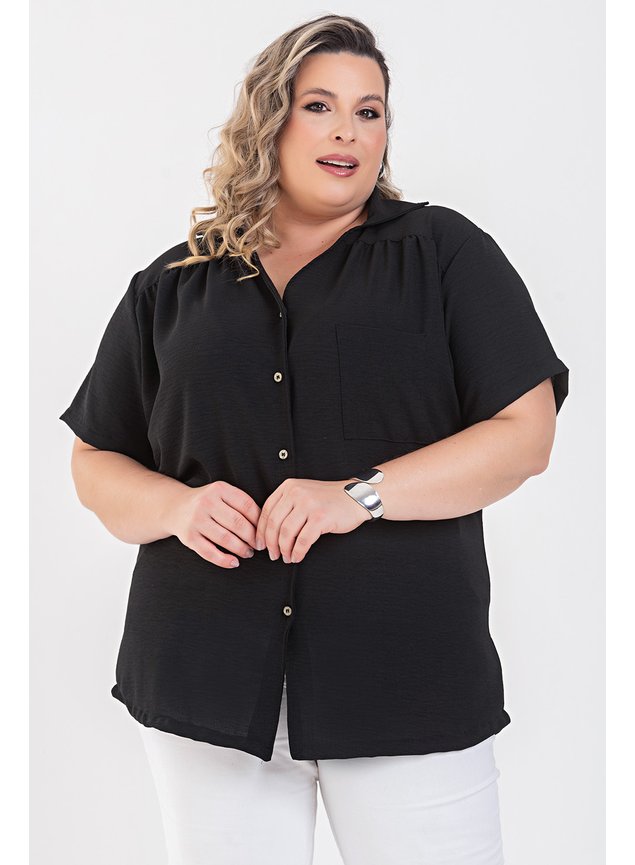 camisa social feminina plus size com elastano