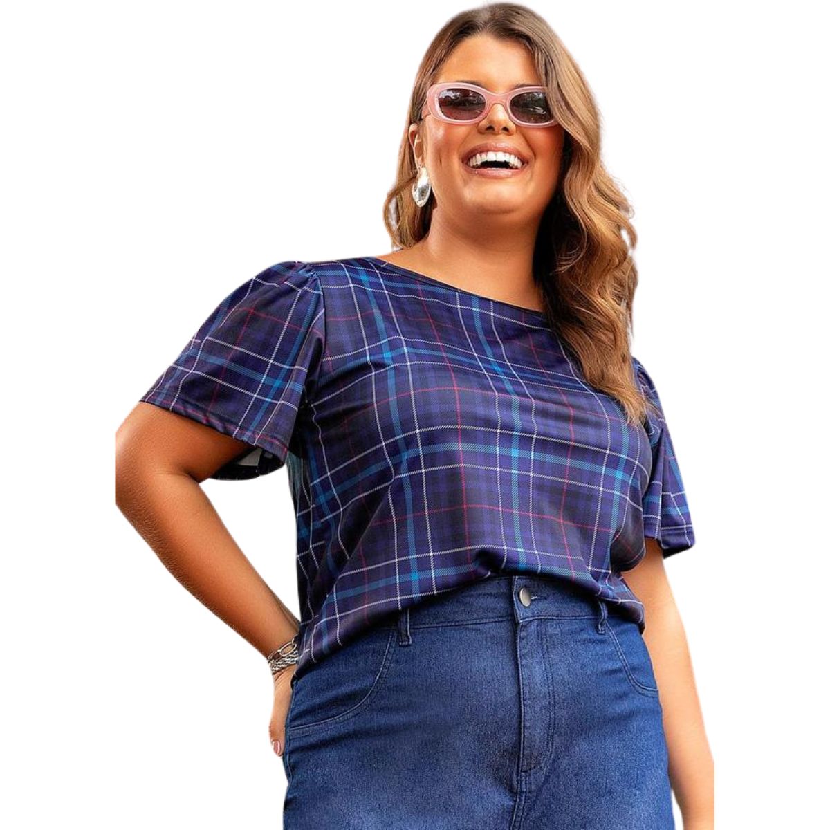 camisa social plus size com calça jeans