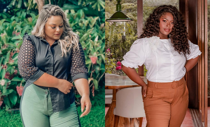 camisa social plus size com saia