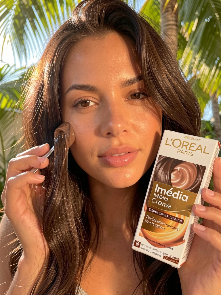 Close-up de mulher aplicando creme capilar L