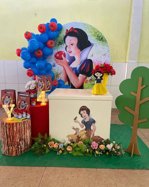 centro de mesa Branca de Neve ideias criativas