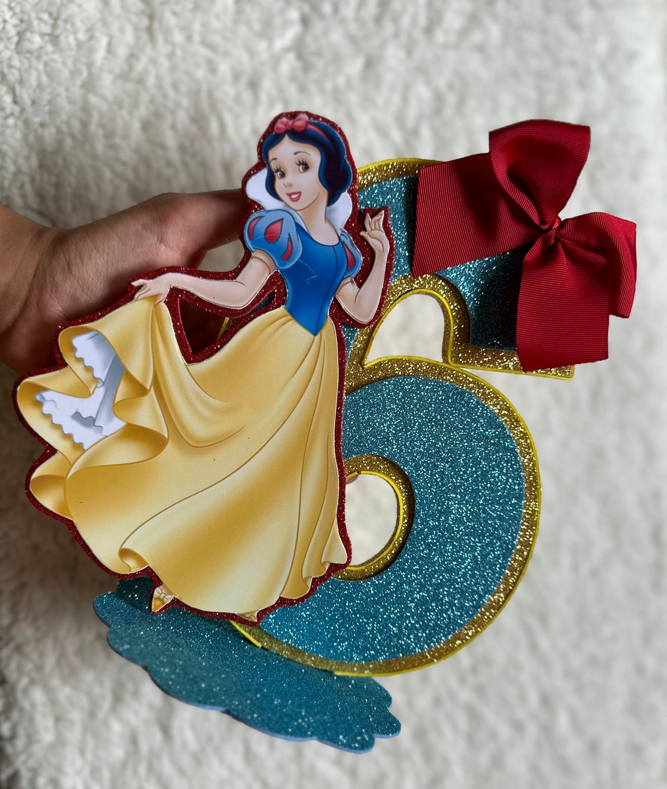 centro de mesa Branca de Neve com maçã