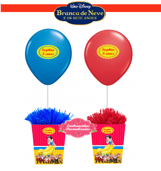 centro de mesa Branca de Neve 7 anões