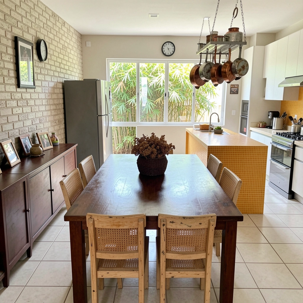 Pendente sobre a mesa com cabo curto