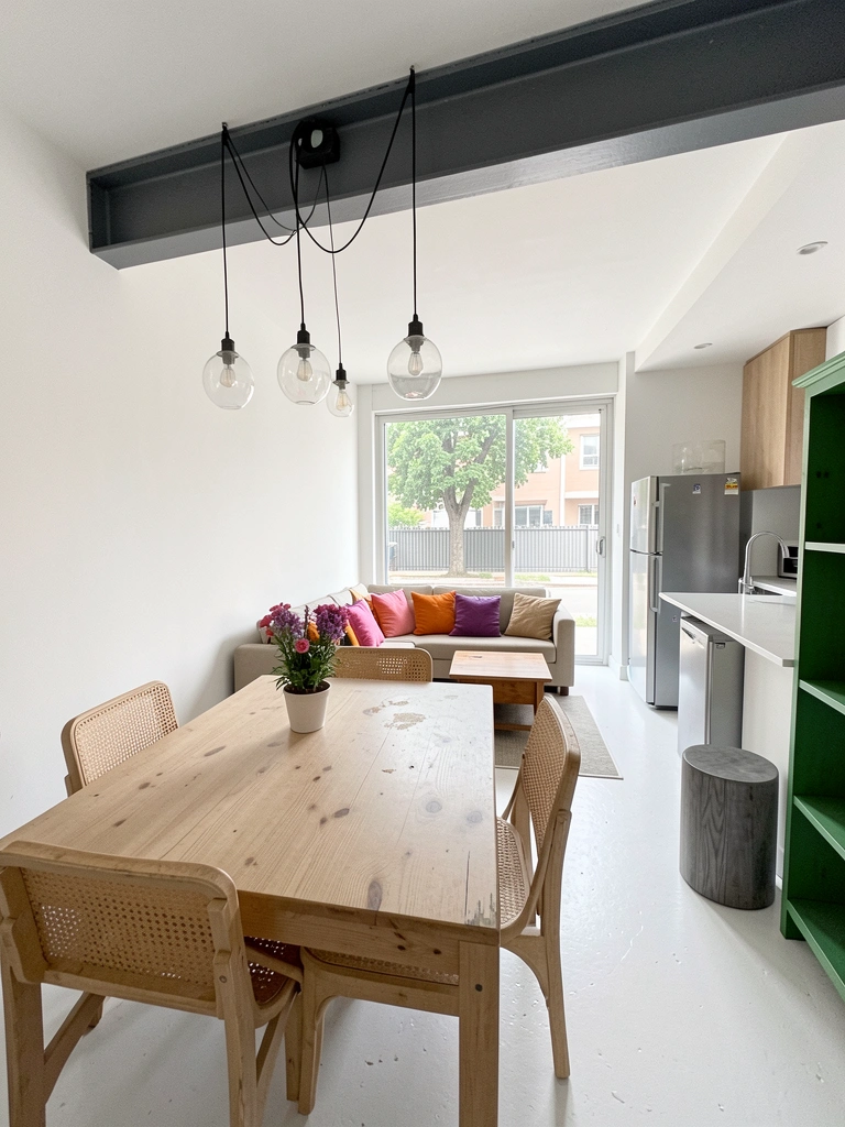 Diferentes arranjos de mesa em cozinha pequena