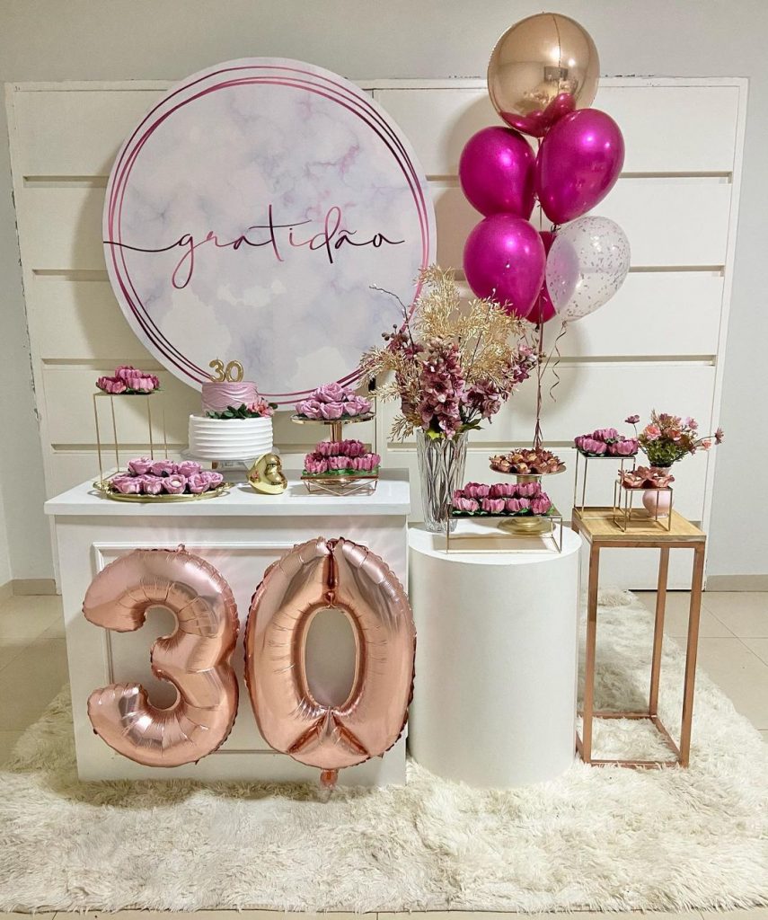 aniversário feminino rose gold