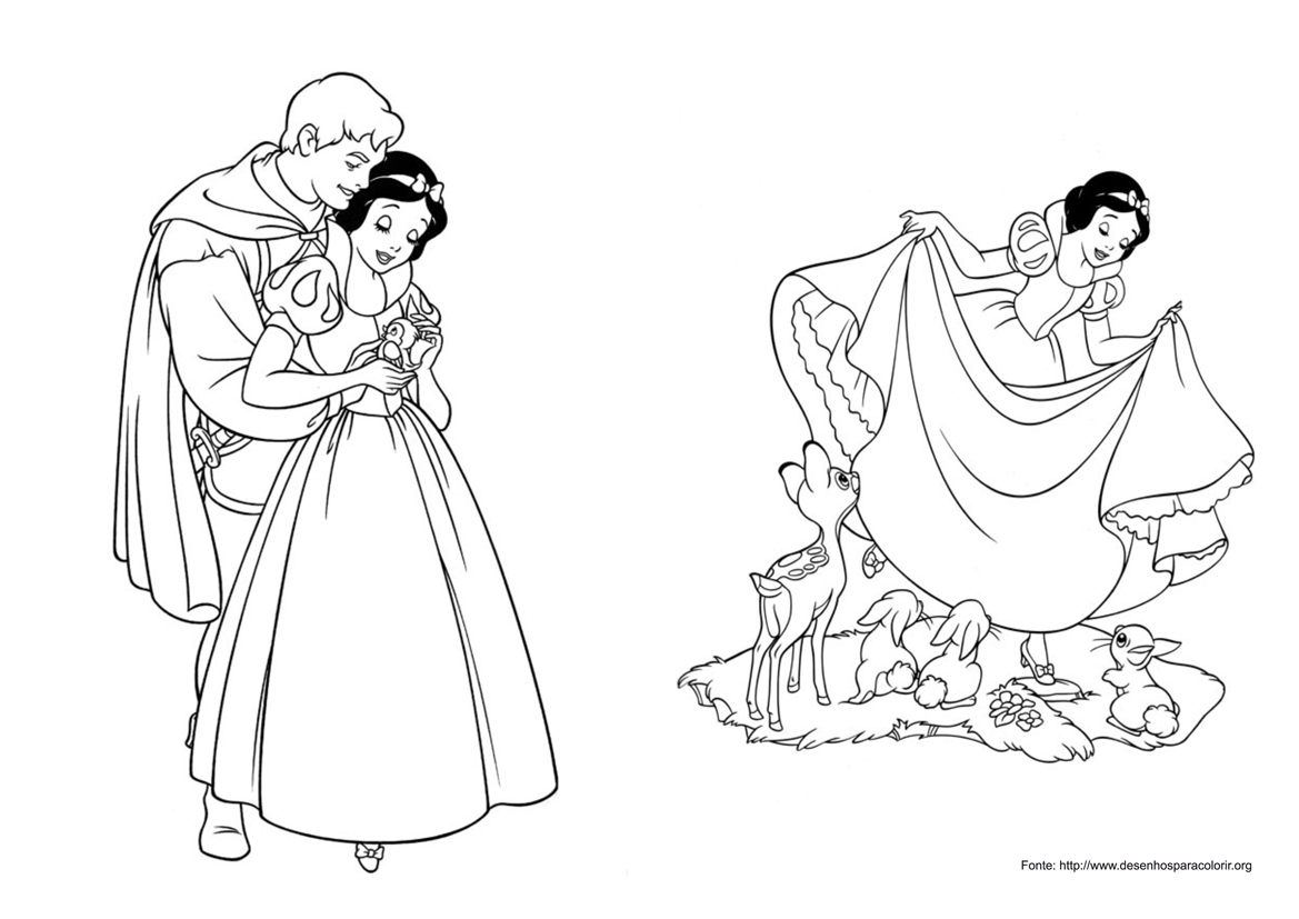 Branca de Neve e os Sete Anões para colorir