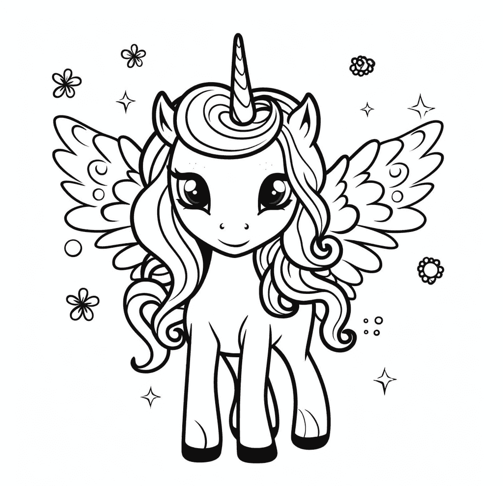 unicórnio kawaii para colorir