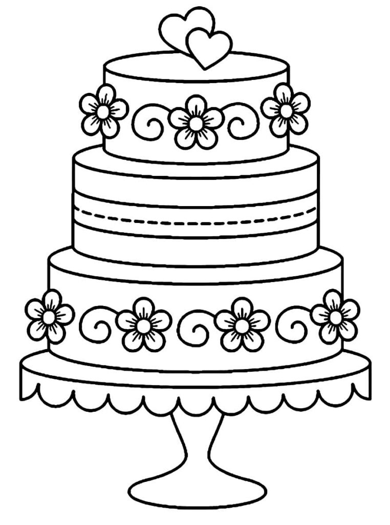 bolo de aniversário simples para colorir