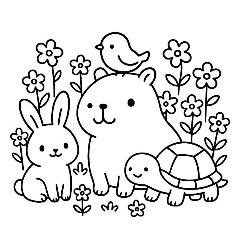 capivara kawaii para colorir