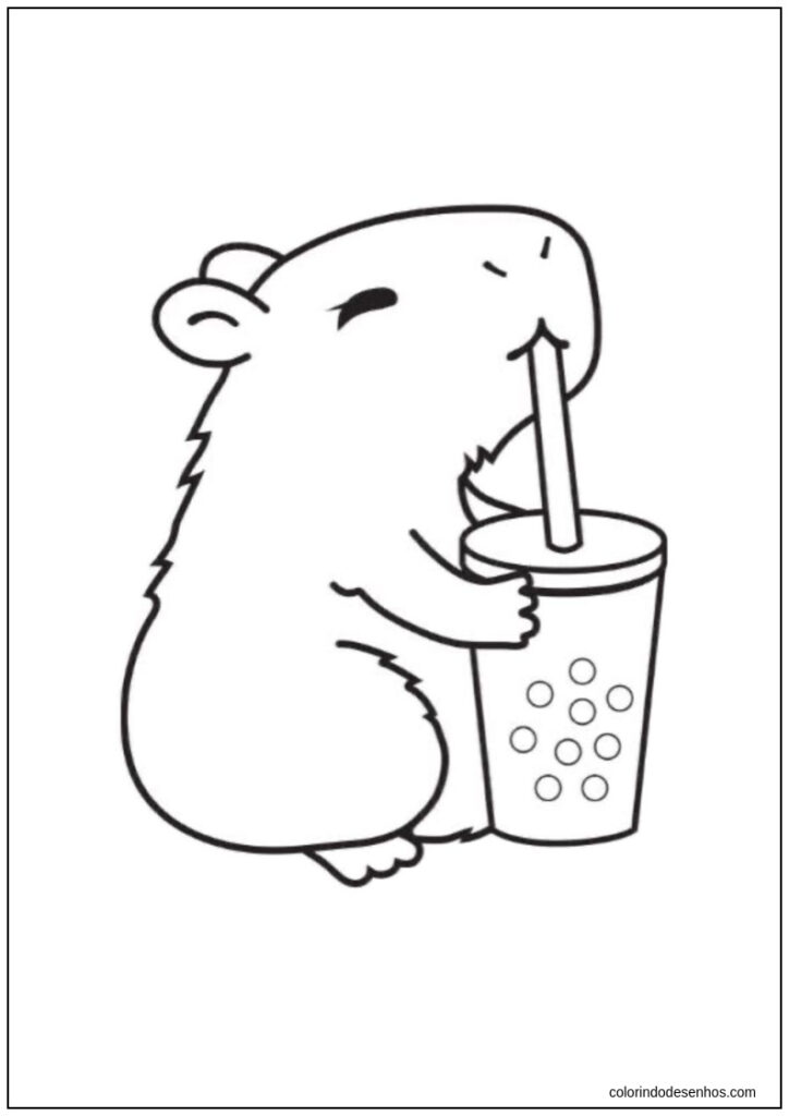 desenho de capivara em preto e branco