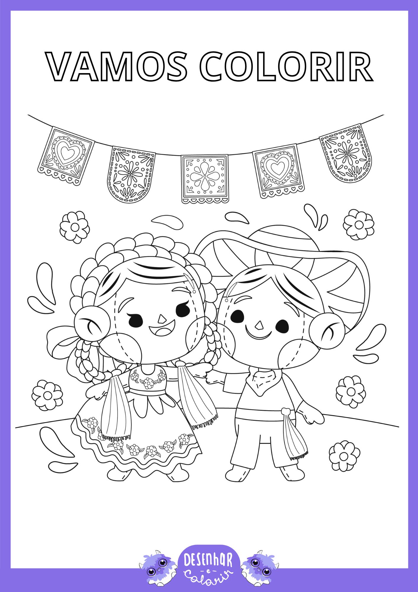 desenhos de bandeirinhas juninas para pintar