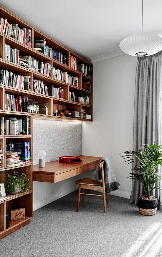 estante de livros em L