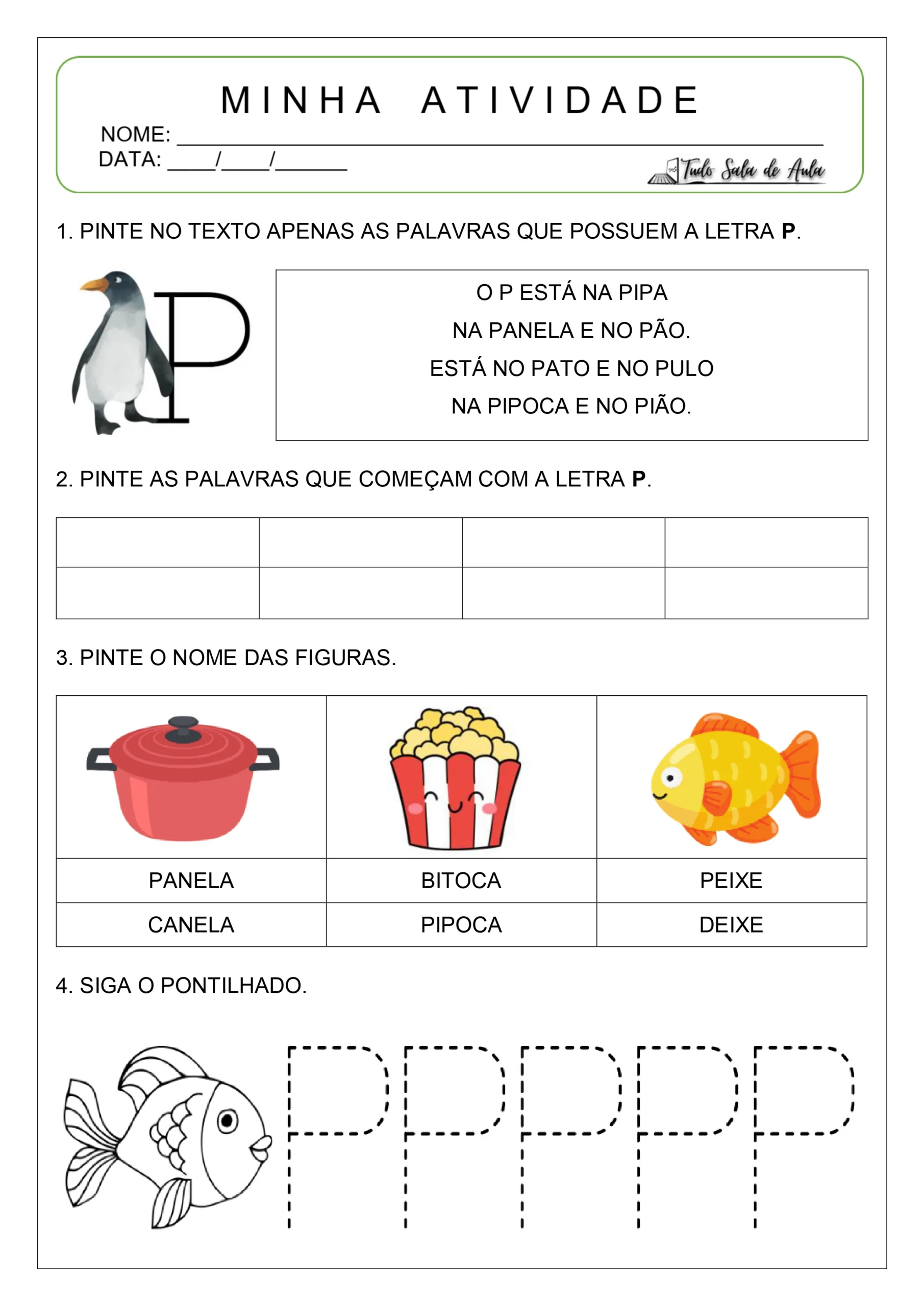 figuras letra P para imprimir