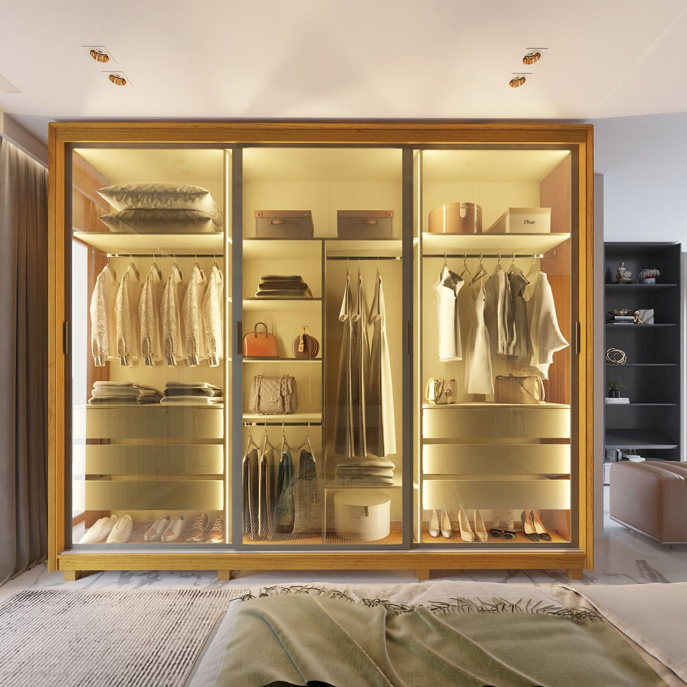 guarda roupa com vidro transparente