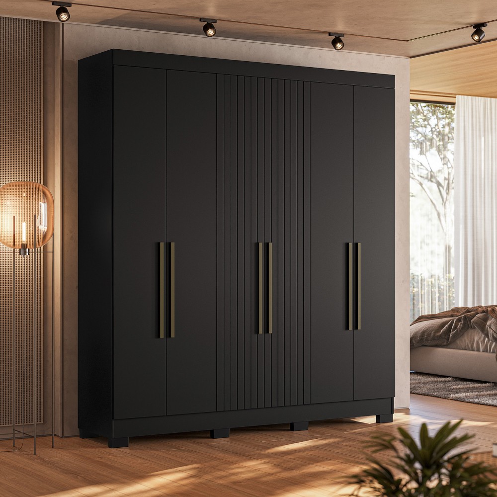 guarda roupa preto 6 portas