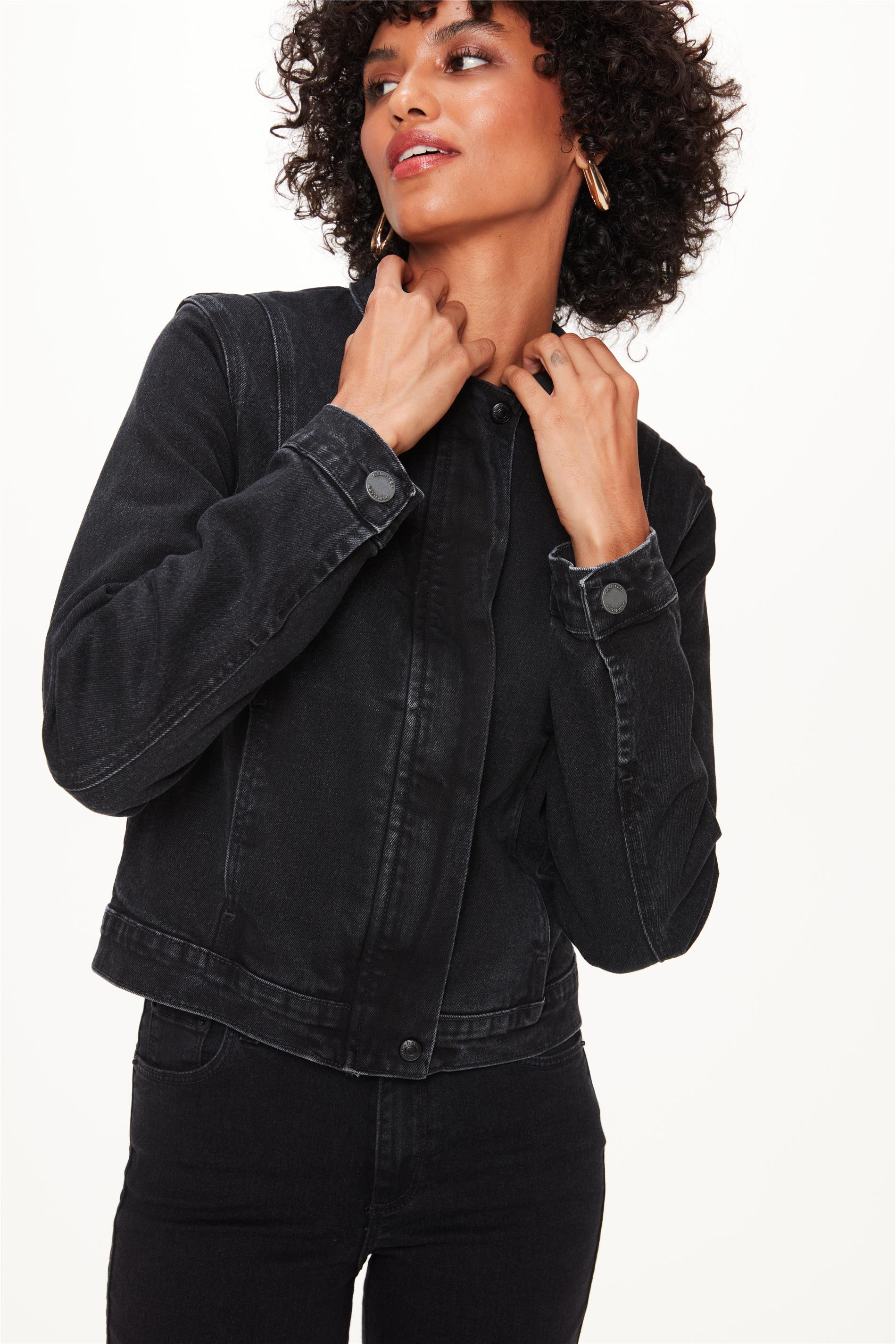 jaqueta jeans preta trucker