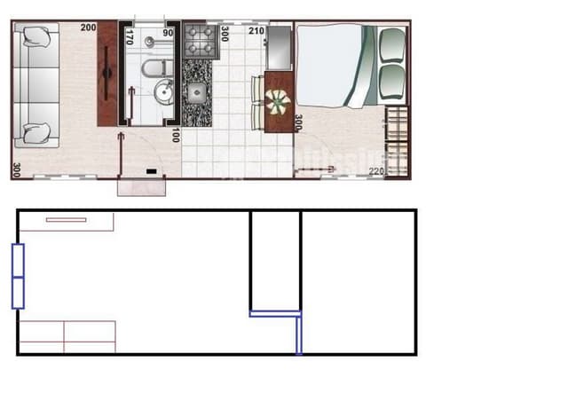 planta de kitnet 20m2