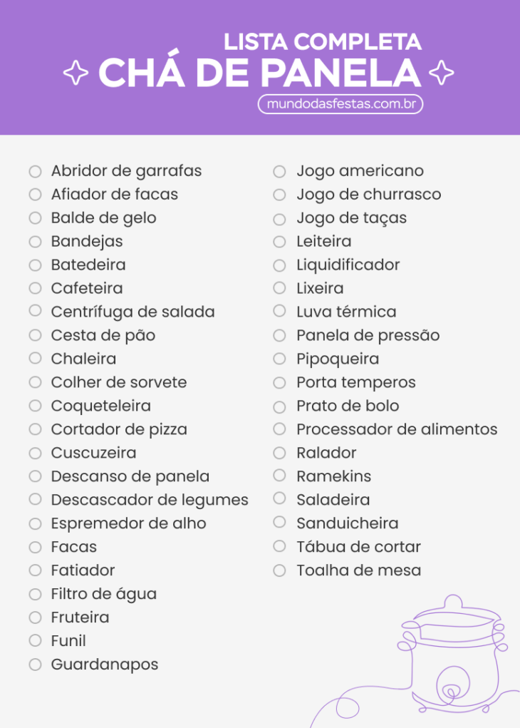 gerenciar presentes chá de panela