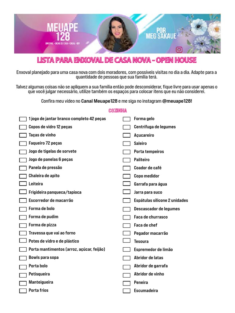 lista de compras para casa nova pdf