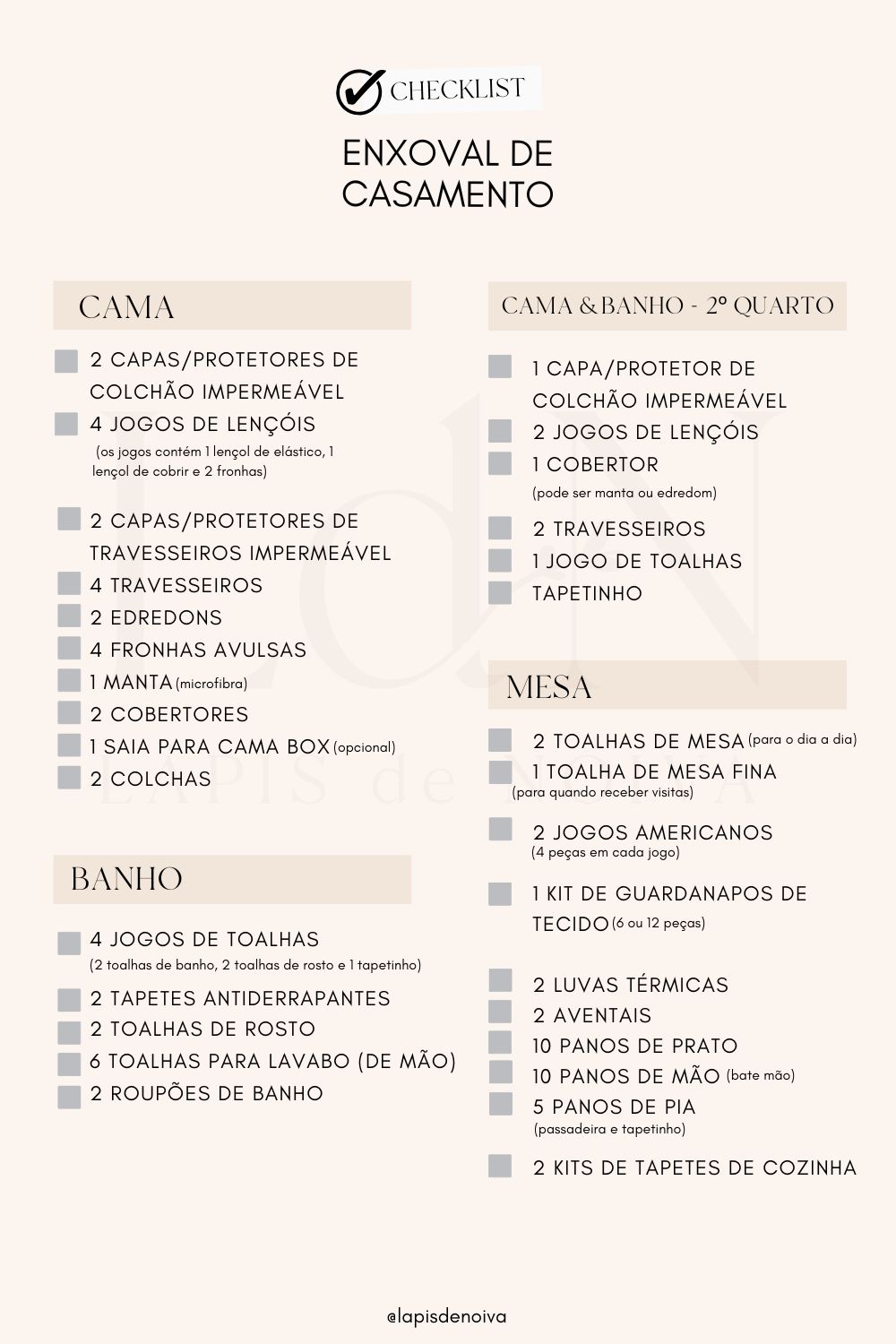 organizar enxoval casa nova
