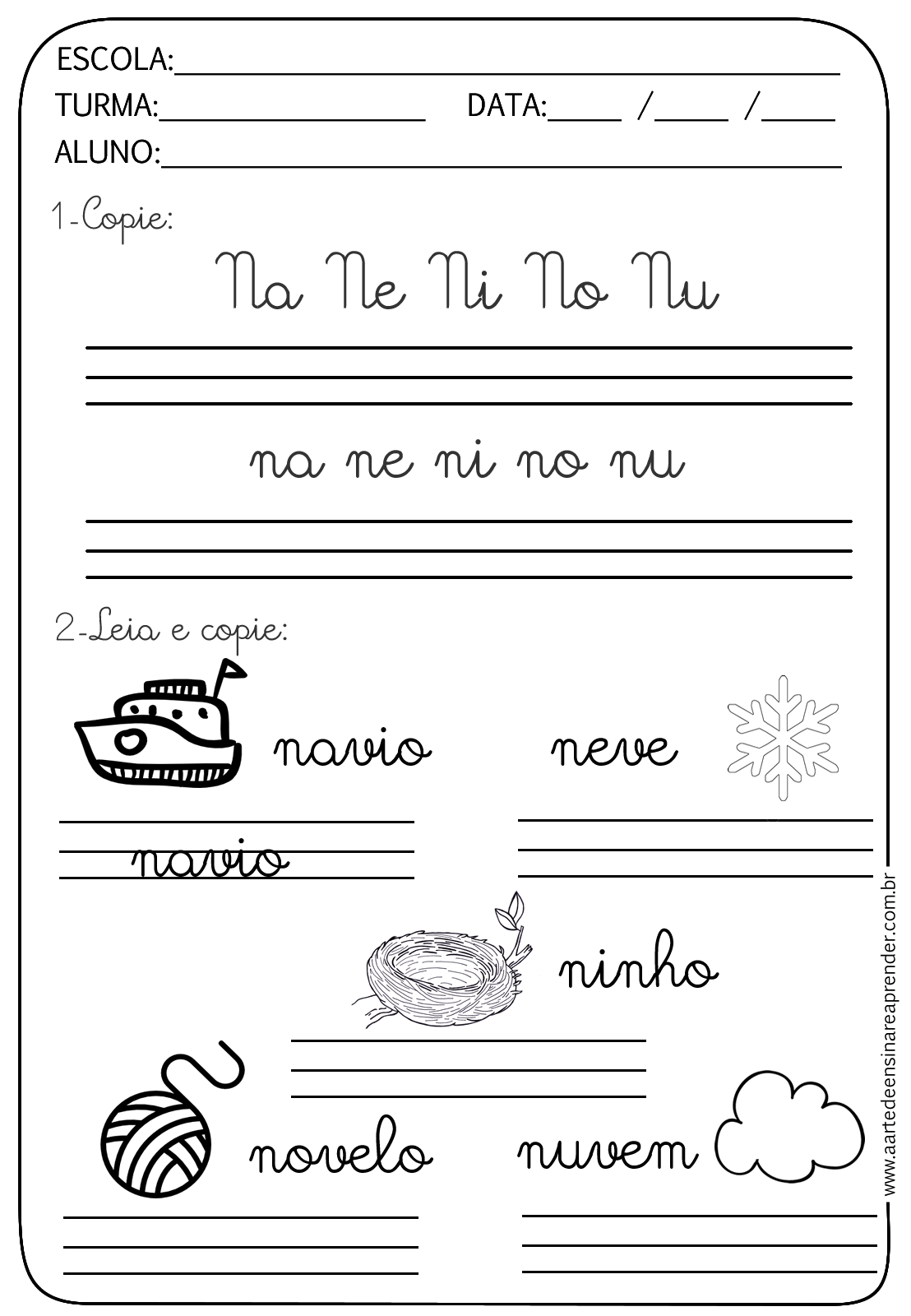 lista de vocabulário com n