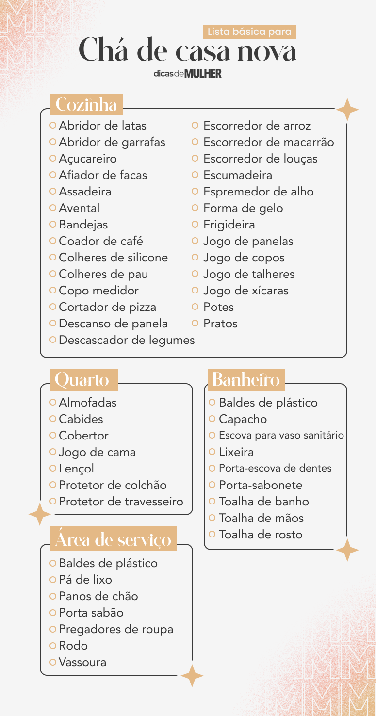 lista de chá de casa nova