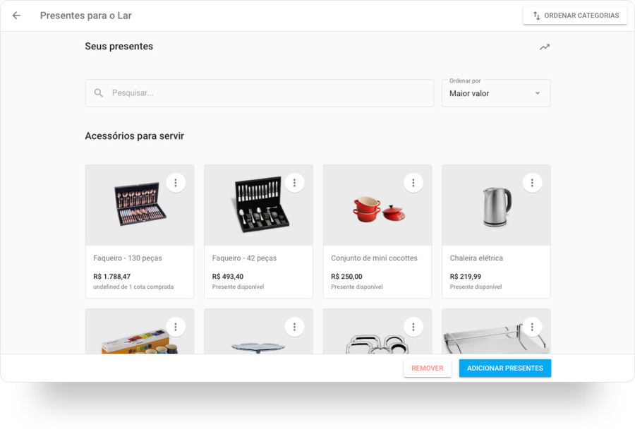 lista de chá de casa nova