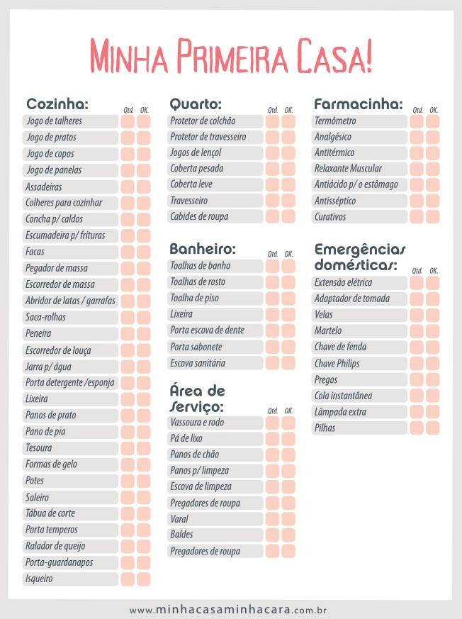 organização de casa nova
