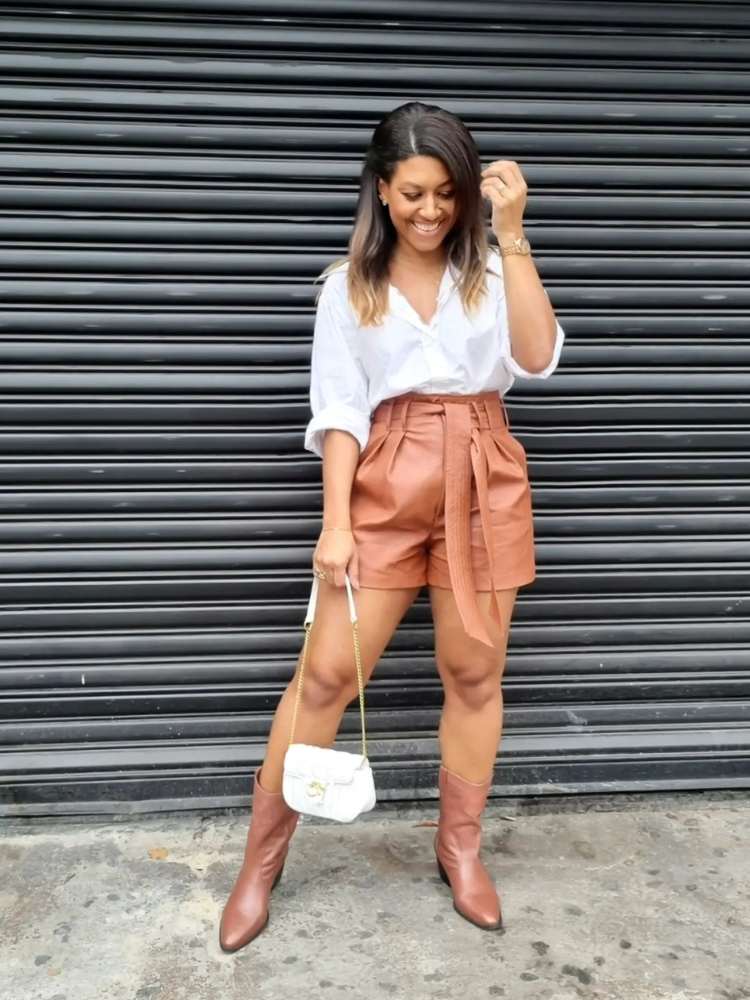 bota cano curto com short