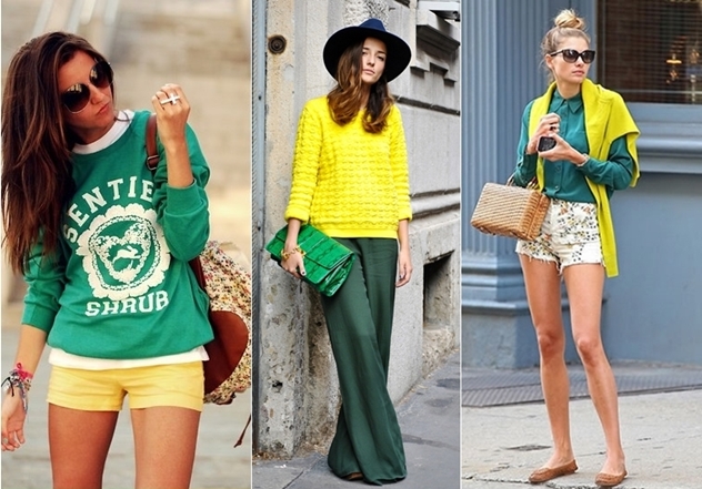 looks elegantes verde e amarelo