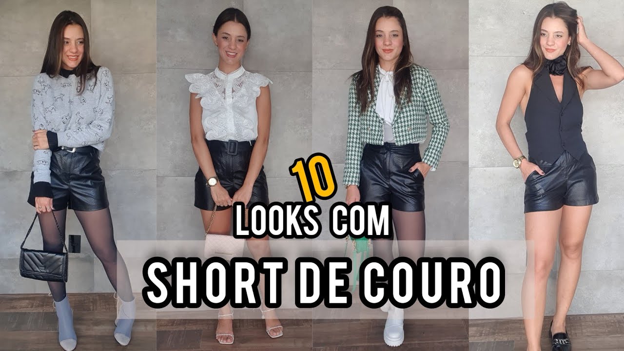 short de couro com blazer